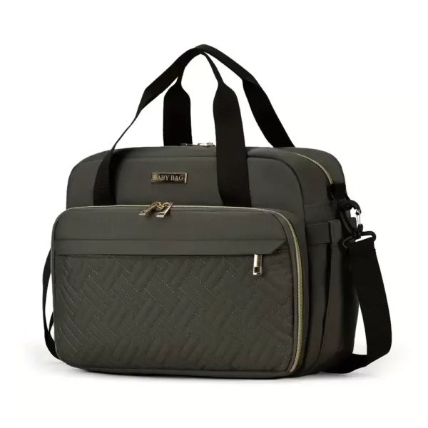 Sac à langer multifonction en tissu Oxford matelassé – rose et gris élégant