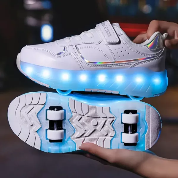 Baskets LED enfants avec roues détachables – recharge USB et mesh respirant