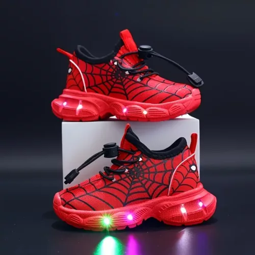 Baskets enfant LED à double scratch – confort respirant pour sport et loisirs