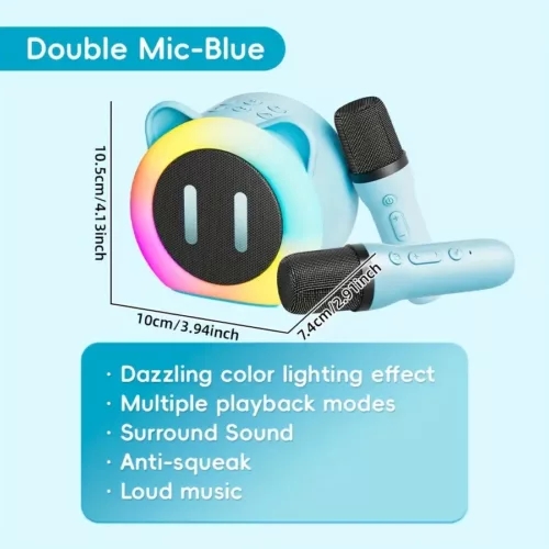 Mini karaoké portable avec haut-parleur et micro sans fil – LED et USB rechargeable