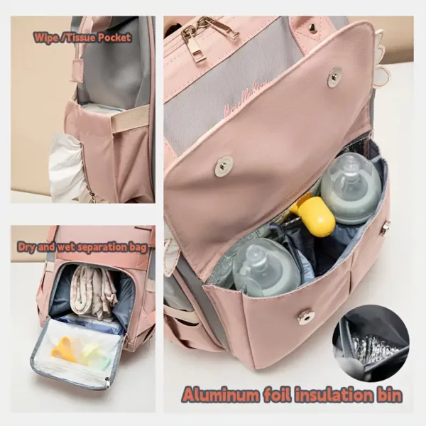 Sac à dos bébé fille isotherme – compartiment sec/humide et poches isolées