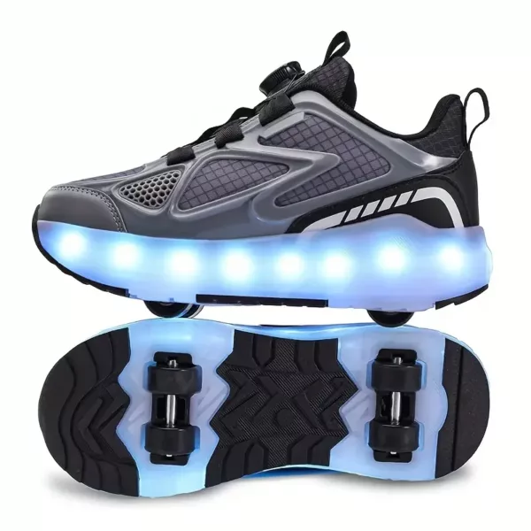 Baskets à LED enfant avec roulettes discrètes – semelle TPR et tissu respirant