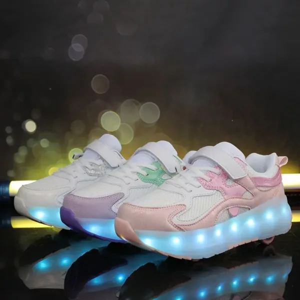 Chaussures à roulettes LED USB – baskets lumineuses rechargeables unisexe