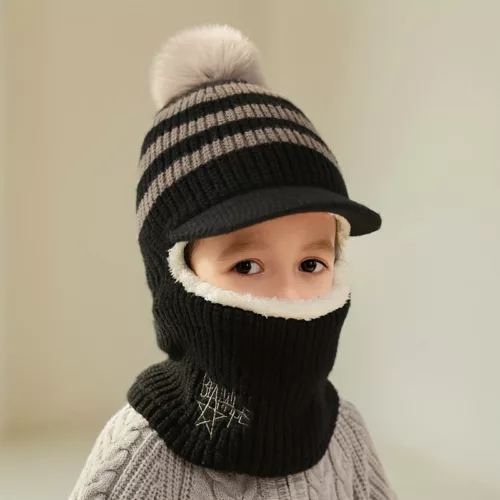 Tour de cou enfant hiver avec capuche chaude – doublé polaire et protège-oreilles