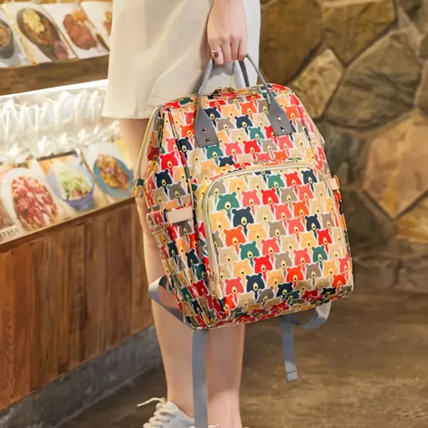 Sac à dos isotherme multifonction avec poches repas et imprimé lion girafe