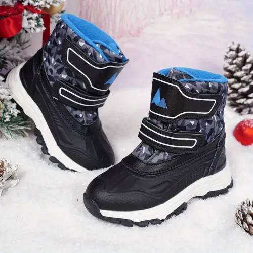 Bottes de neige enfant imperméables doublées fourrure – hiver antidérapantes