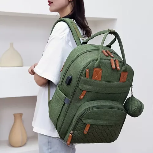 Sac à dos à couches multifonction avec poches isothermes et sangles poussette