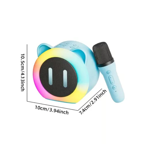 Mini karaoké portable avec haut-parleur et micro sans fil – LED et USB rechargeable