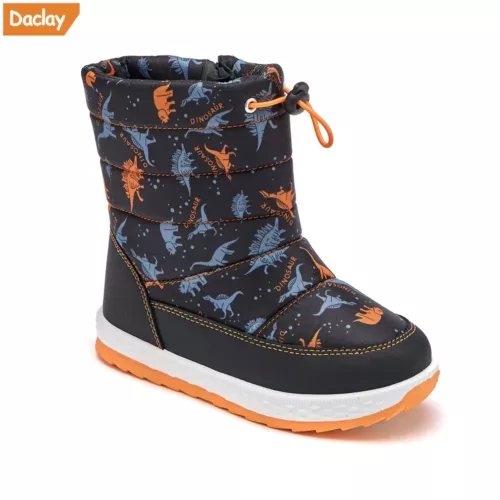 Bottes de neige enfant avec motif dinosaure et étoiles – doublure chaude et montantes