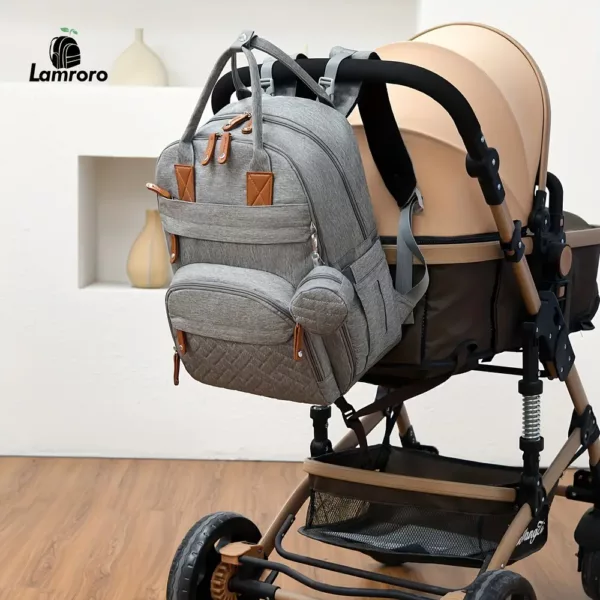 Sac à dos à couches multifonction avec poches isothermes et sangles poussette