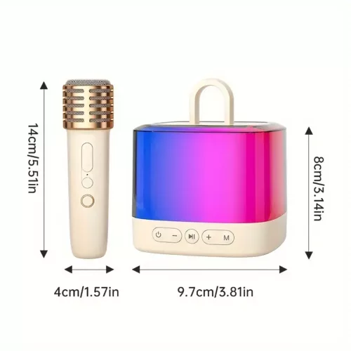 Machine de karaoké portable avec micro sans fil et haut-parleur lumineux fête