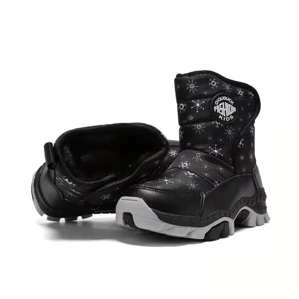 Bottes de neige garçon doublées polaire motif étoile – hiver chaud et antidérapant