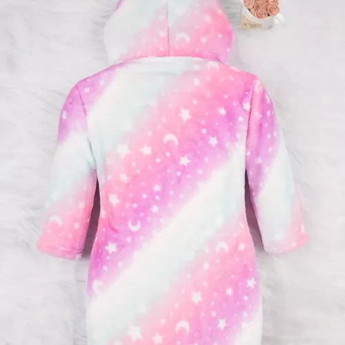Peignoir enfant à capuche en flanelle douce – motif mignon et chaud
