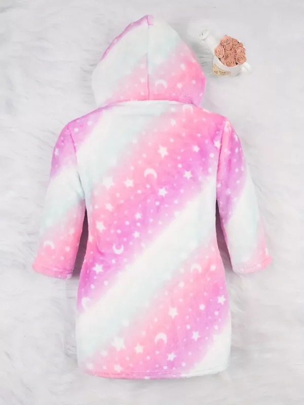 Peignoir enfant à capuche en flanelle douce – motif mignon et chaud