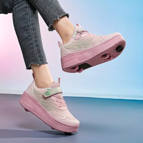 Chaussures à roulettes détachables pour enfants – baskets respirantes 4 roues
