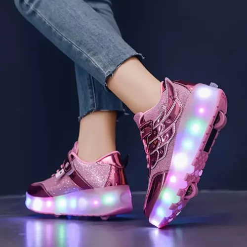 Chaussures à roulettes lumineuses pour enfants – design scintillant et tendance