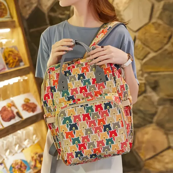 Sac à dos isotherme multifonction avec poches repas et imprimé lion girafe
