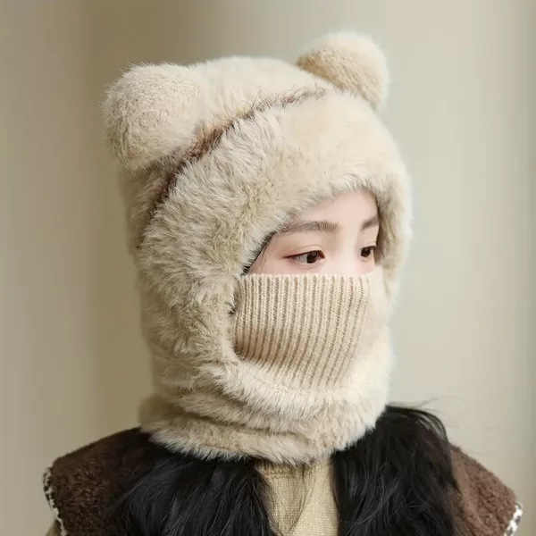 Bonnet enfant tricoté avec cache-cou intégré – chaud et idéal en hiver