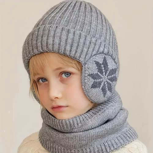 Ensemble bonnet et écharpe hiver enfant – lot de 2 pièces chaud pour l’extérieur