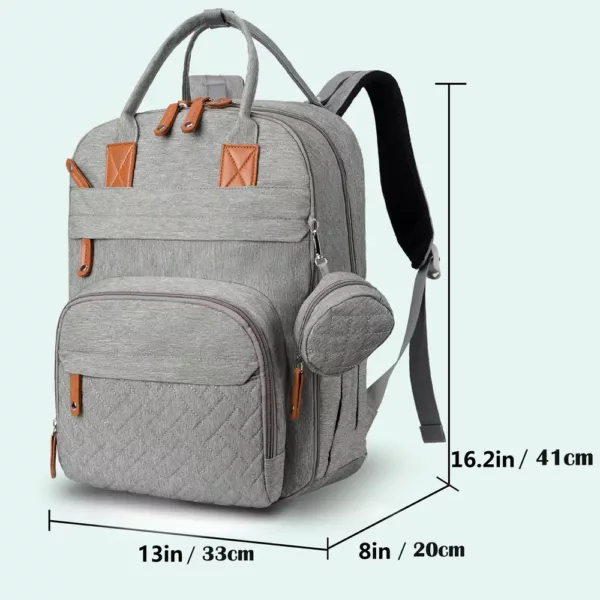 Sac à dos à couches multifonction avec poches isothermes et sangles poussette