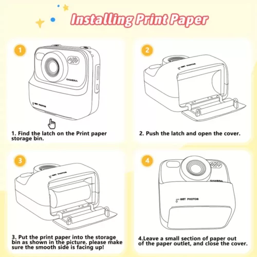 Appareil photo instantané enfant – caméra jouet avec impression thermique intégrée