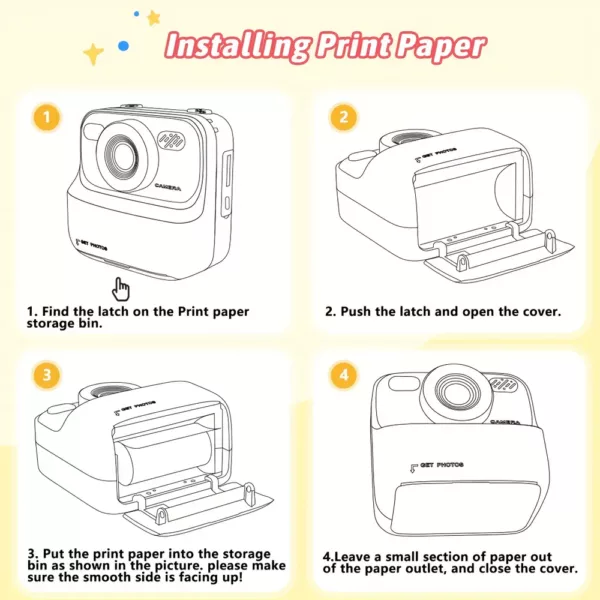 Appareil photo instantané enfant – caméra jouet avec impression thermique intégrée