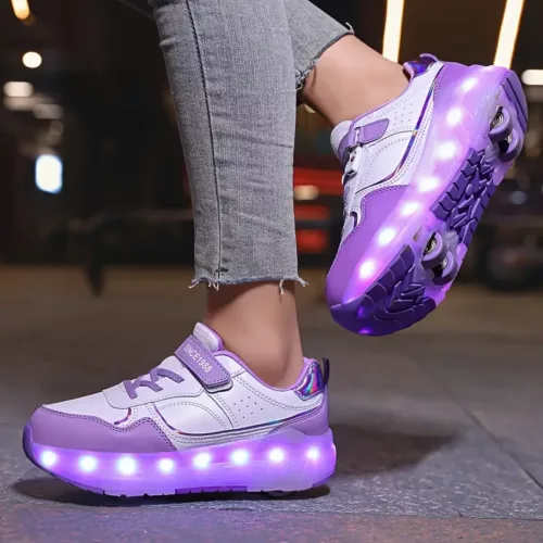 Patins à roulettes LED avec baskets respirantes – style skate pour ados