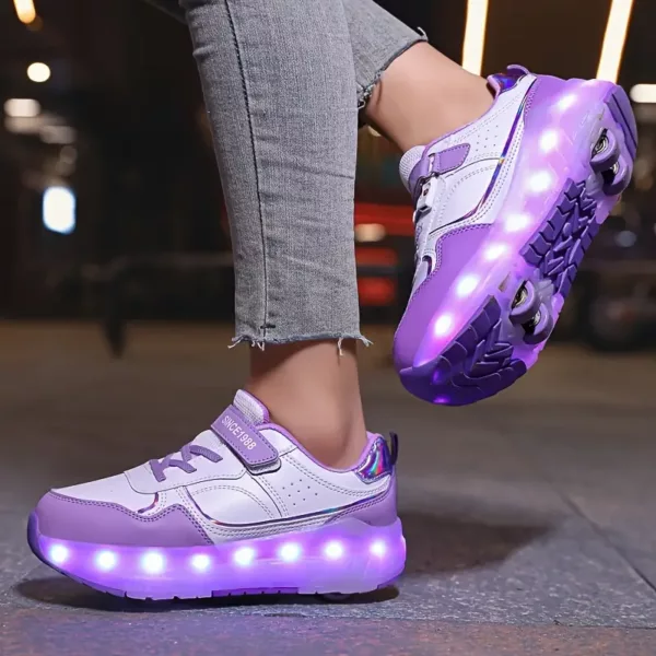 Patins à roulettes LED avec baskets respirantes – style skate pour ados