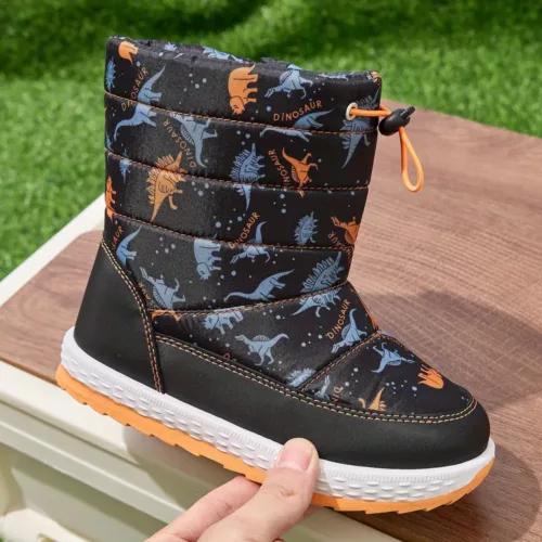 Bottes de neige enfant avec motifs dinosaure – imperméables et chaudes
