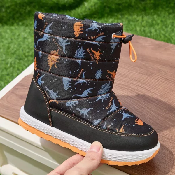 Bottes de neige enfant avec motifs dinosaure – imperméables et chaudes