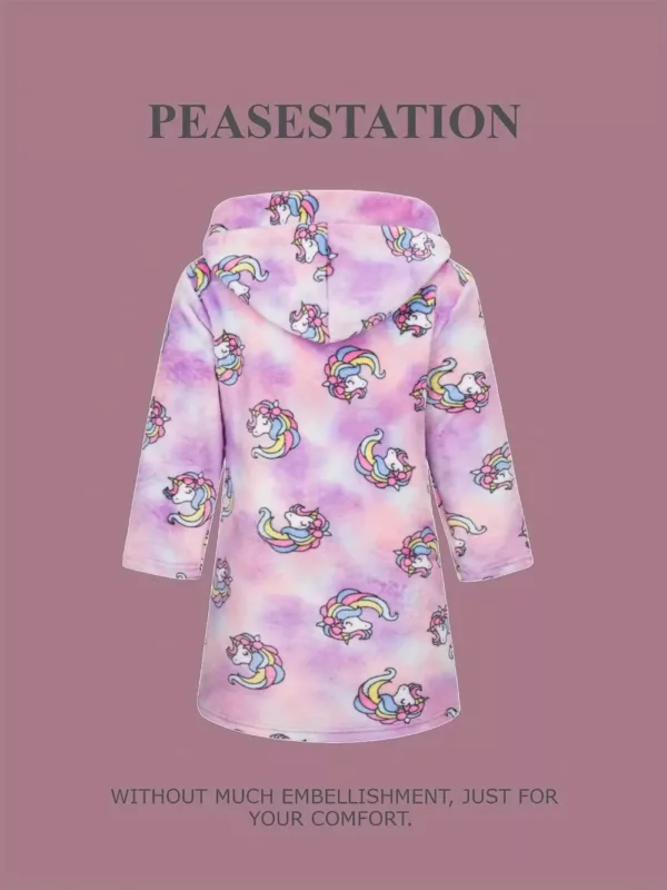 Peignoir enfant en flanelle douce à capuche – motif dessin animé fille
