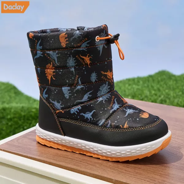 Bottes de neige enfant avec motif dinosaure et étoiles – doublure chaude et montantes