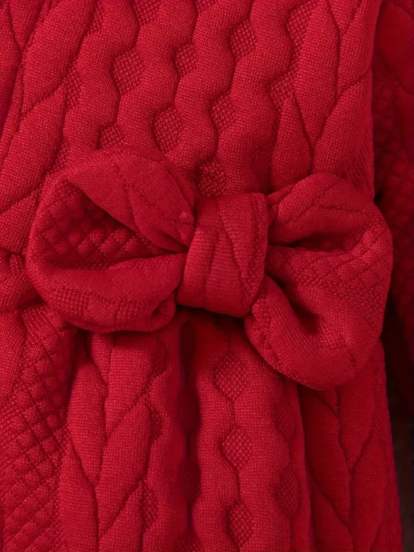 Combinaison naissance bébé fille en tricot avec capuche et col en fausse fourrure