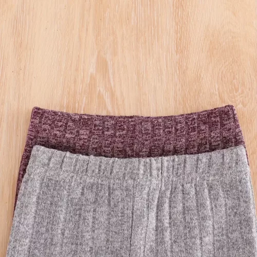 Ensemble naissance bébé fille 2 pièces – pull côtelé avec patch lettre + pantalon