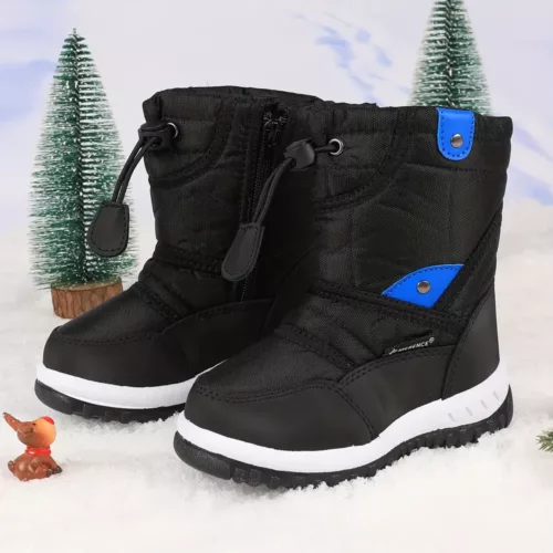Bottes de neige enfant imperméables doublées chaud – scratchs et semelle TPR antidérapante