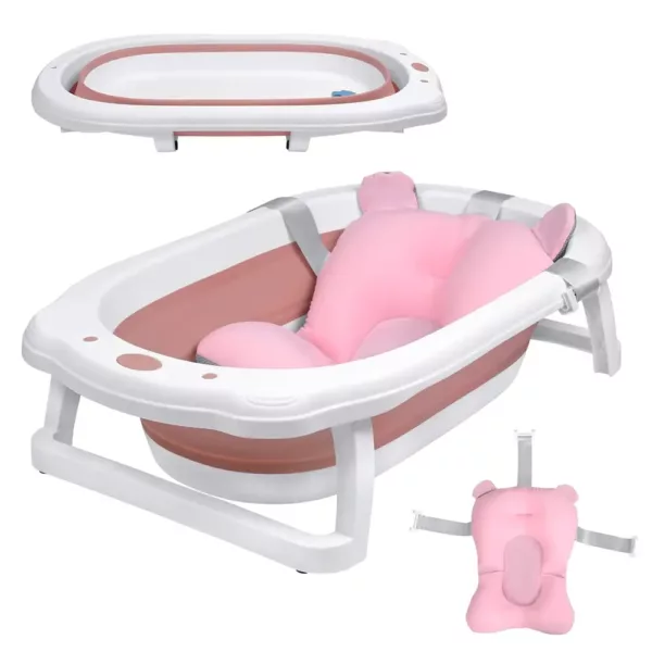 Baignoire pliable bébé ergonomique avec tapis amovible – compacte et antidérapante
