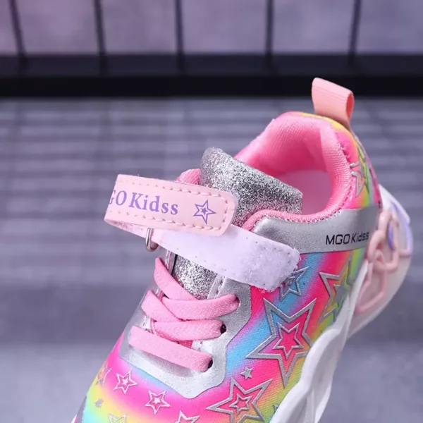 Baskets fille motifs étoile et cœur – Chaussures sport confort rose