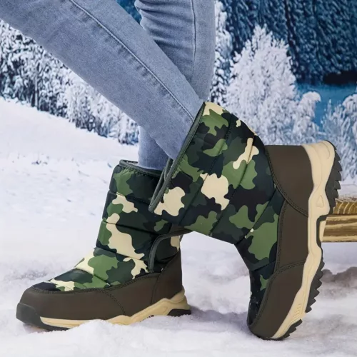 Bottes de neige enfant imperméables avec isolation chaude motif camouflage