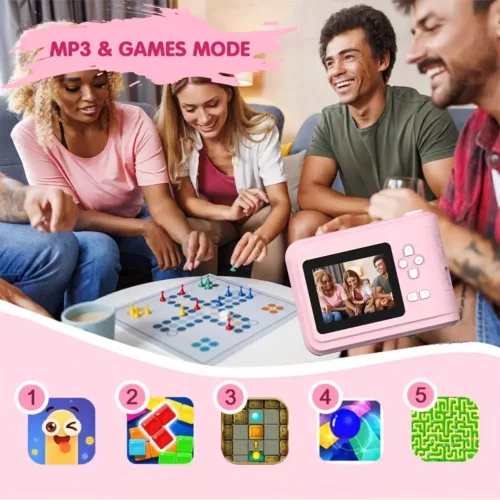 Appareil photo instantané enfant numérique – double objectif, carte SD incluse