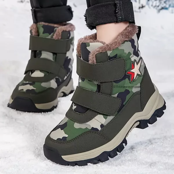Bottes de neige enfant imperméables doublées fourrure – hiver mixte antidérapantes