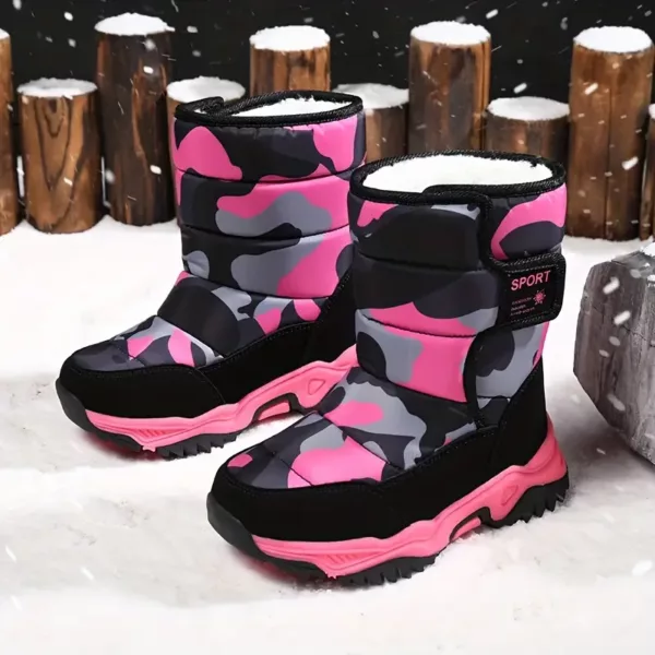 Bottes de neige enfant imperméables doublées chaud - camouflage hiver unisexe
