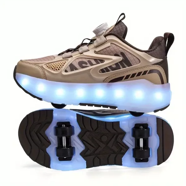 Baskets à LED enfant avec roulettes discrètes – semelle TPR et tissu respirant