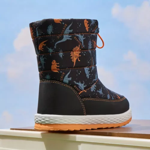 Bottes de neige enfant avec motifs dinosaure – imperméables et chaudes