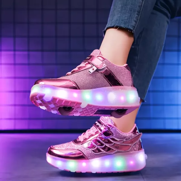 Chaussures à roulettes lumineuses pour enfants – design scintillant et tendance
