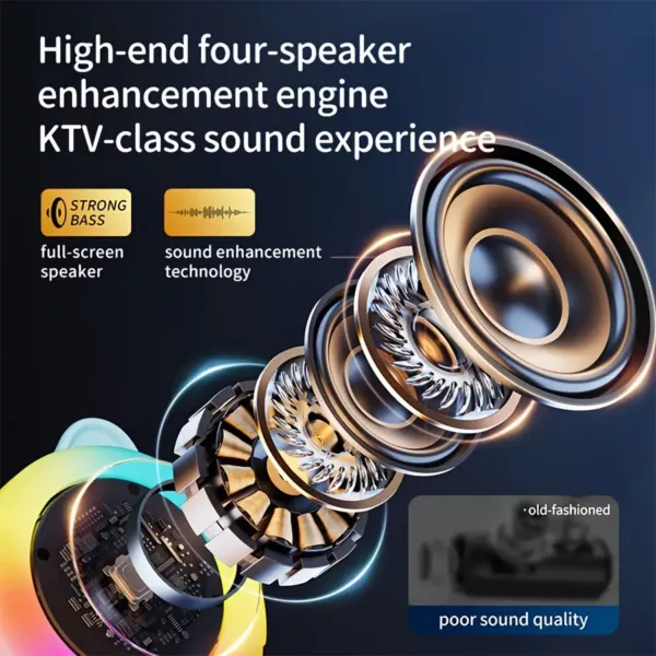 Mini karaoké portable avec haut-parleur et micro sans fil – LED et USB rechargeable