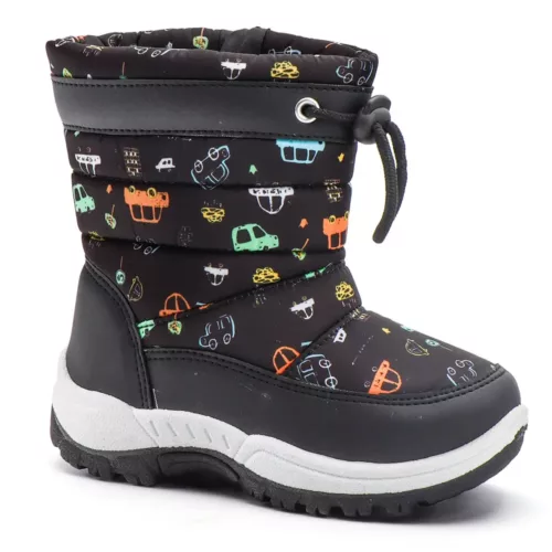 Bottes de neige enfant doublées polaire avec motifs camping – semelle antidérapante