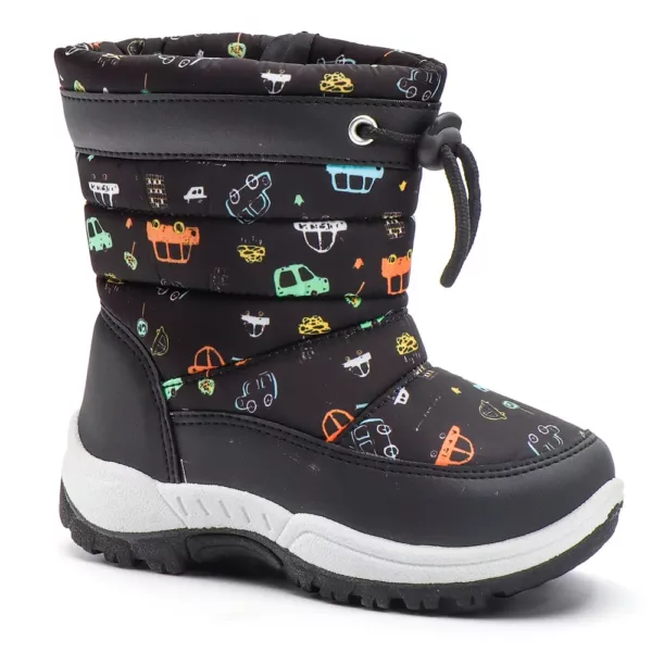Bottes de neige enfant doublées polaire avec motifs camping – semelle antidérapante