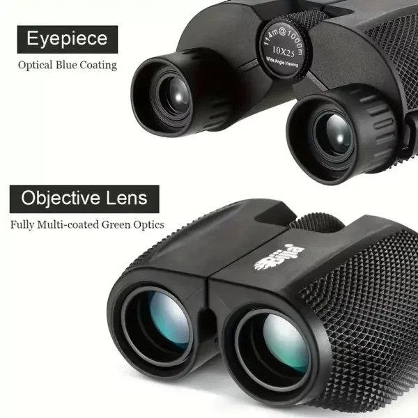 Jumelles compactes étanches 10x25 – haute précision pour chasse et nature