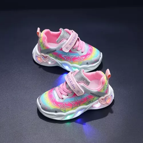 Baskets fille motifs étoile et cœur – Chaussures sport confort rose