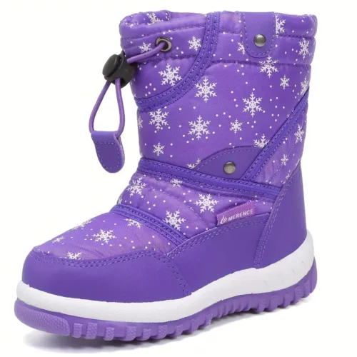Bottes de neige enfant imperméables doublées fourrure – hiver mixte chaud antidérapant